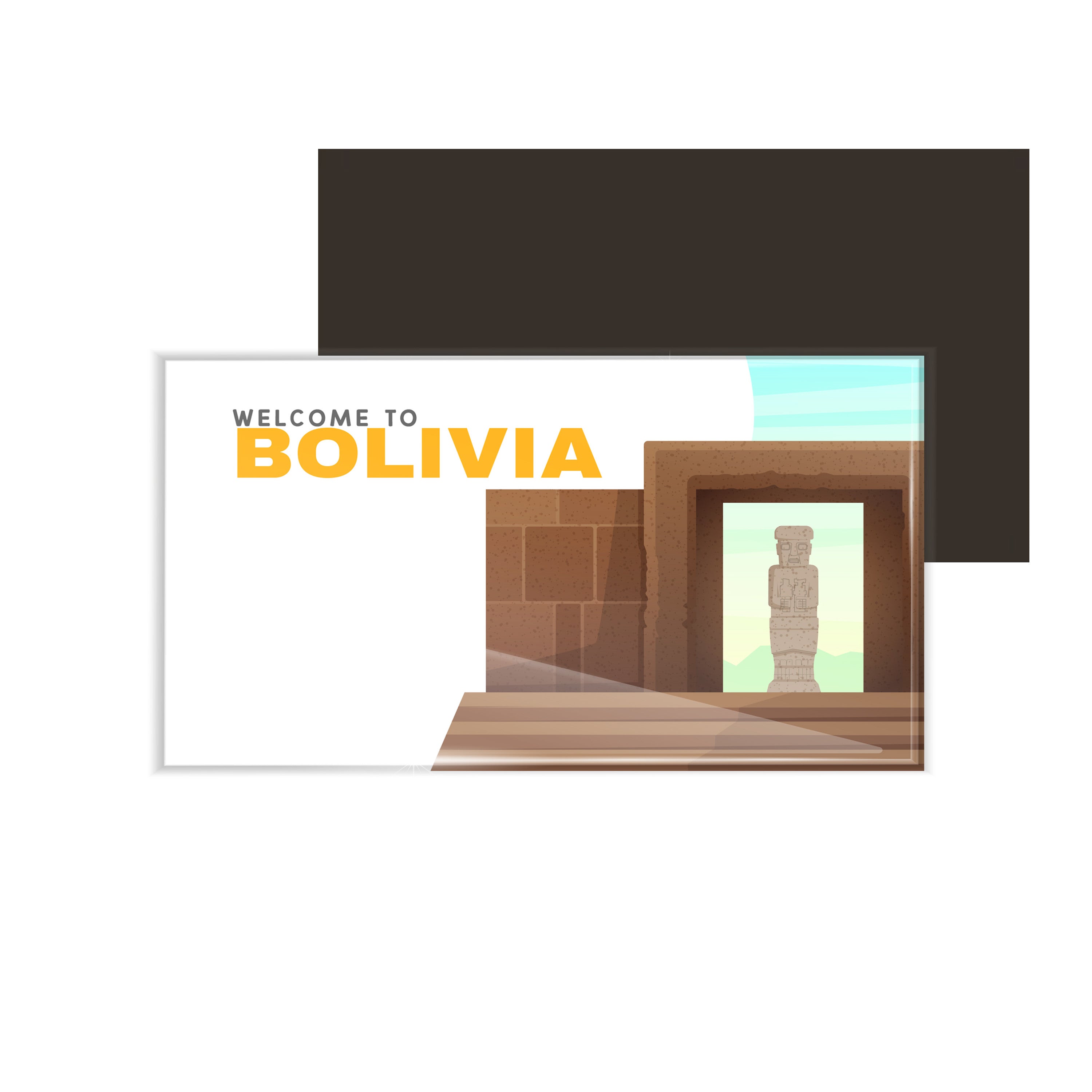 dhcrafts Fridge Magnet Rectangle Acrylic Glass (8.6 x 5.4 cm) Multicolor Travel Bolivia Design Pack of 1